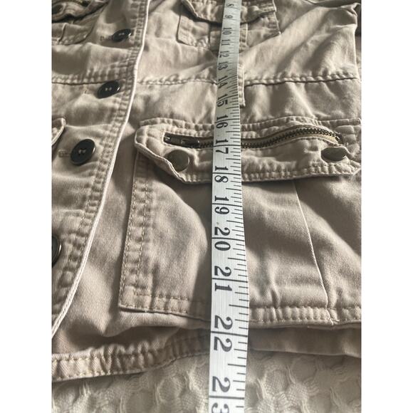 Beige Buttoned Up Utility Jacket Sz L - Picture 9 of 10